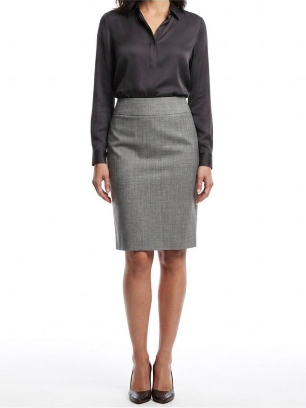 Banana Republic Gray Wool Blend Stretch A-Line Mel Pencil Skirt Size 6 Career